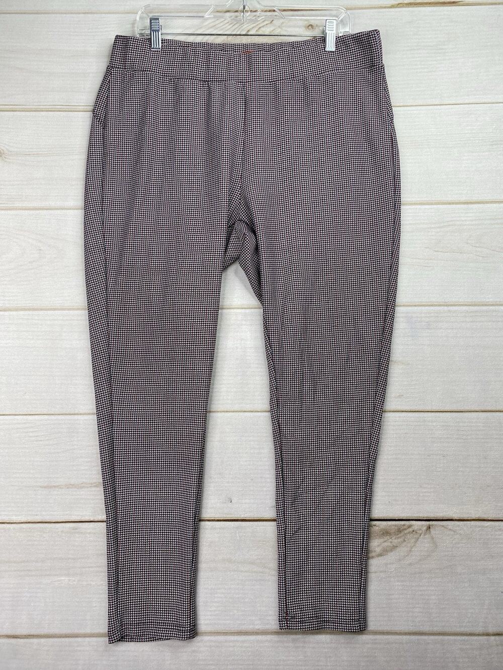 Maze Collection Stretch Pants Womens 3X Multi Houndstooth Pull On High Rise
